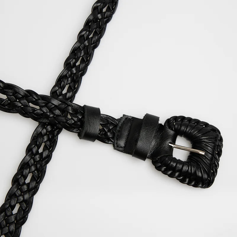 Braided Leather Belt Black
