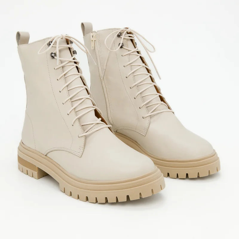 Catarina Combat Boot - Off-White