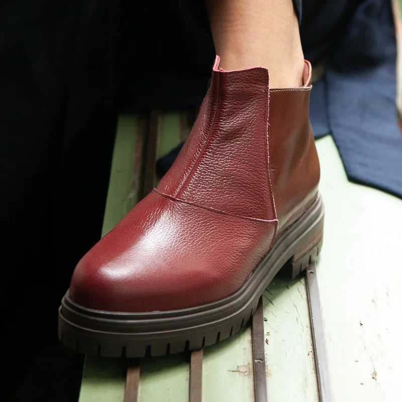 Madison Combat Boot - Burgundy