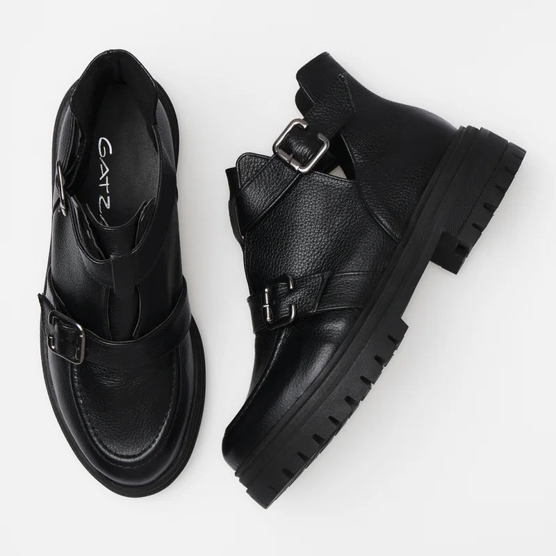 Taline Leather Combat Boot - Black