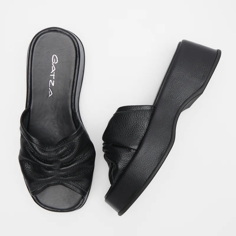 Wavy flat sandal - Black