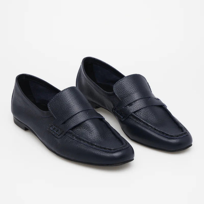 Classic Leather Loafer - Navy Blue