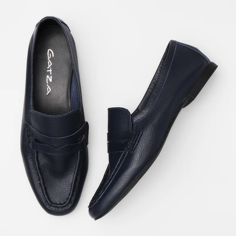 Classic Leather Loafer - Navy Blue