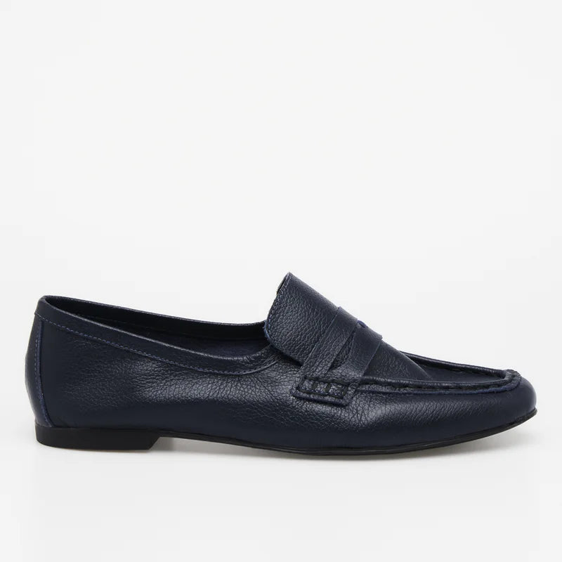 Classic Leather Loafer - Navy Blue