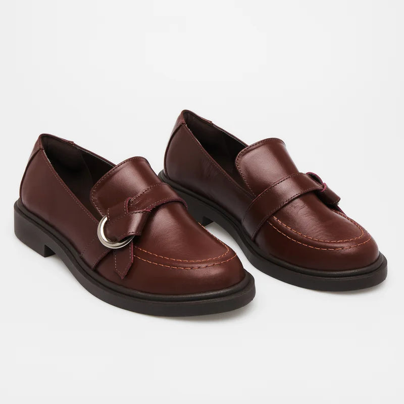 Elorie Leather Loafer - Burgundy