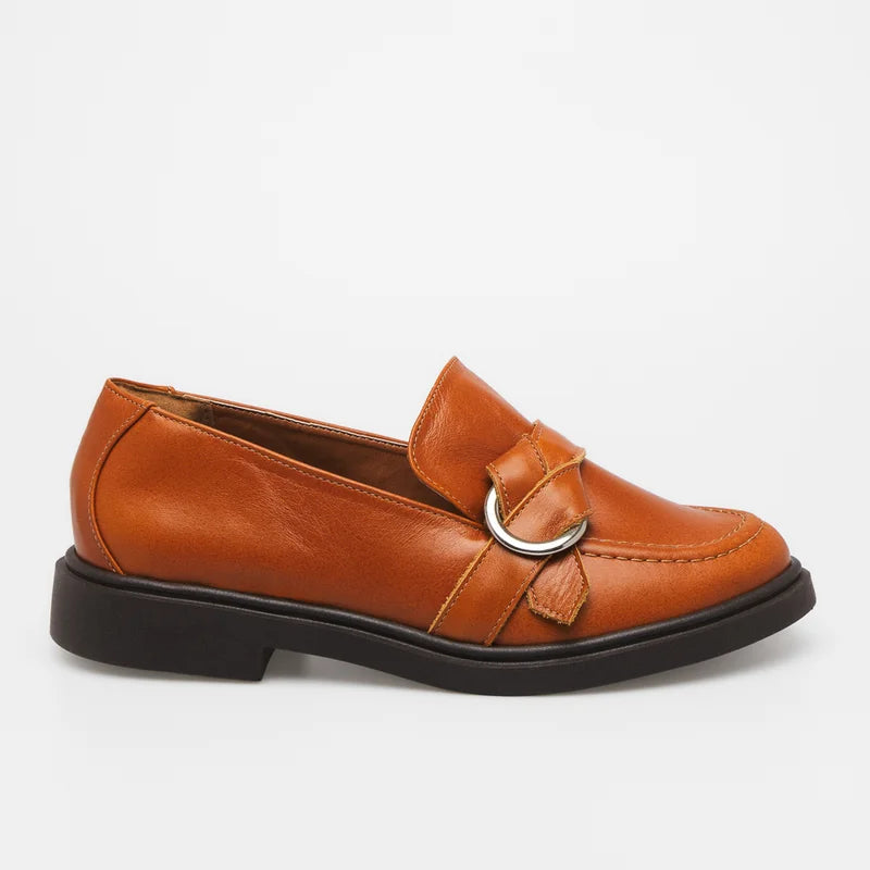 Elorie Leather Loafer - Caramel
