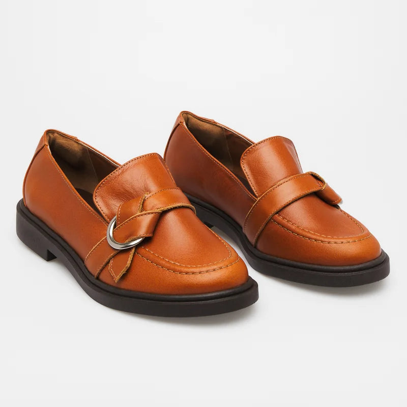 Elorie Leather Loafer - Caramel