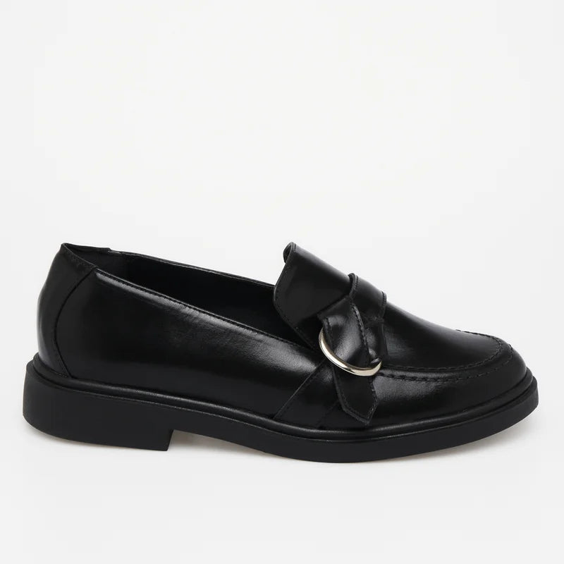 Elorie Leather Loafer - Black