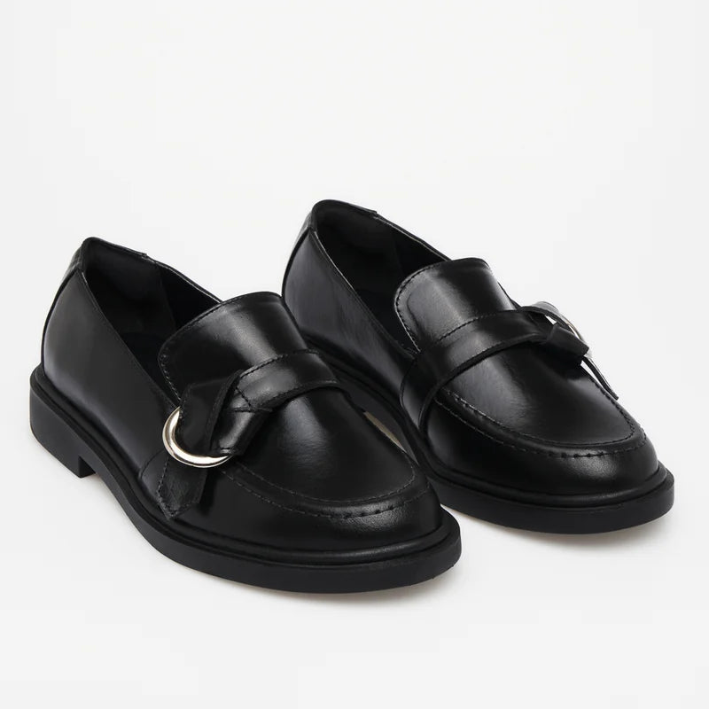 Elorie Leather Loafer - Black