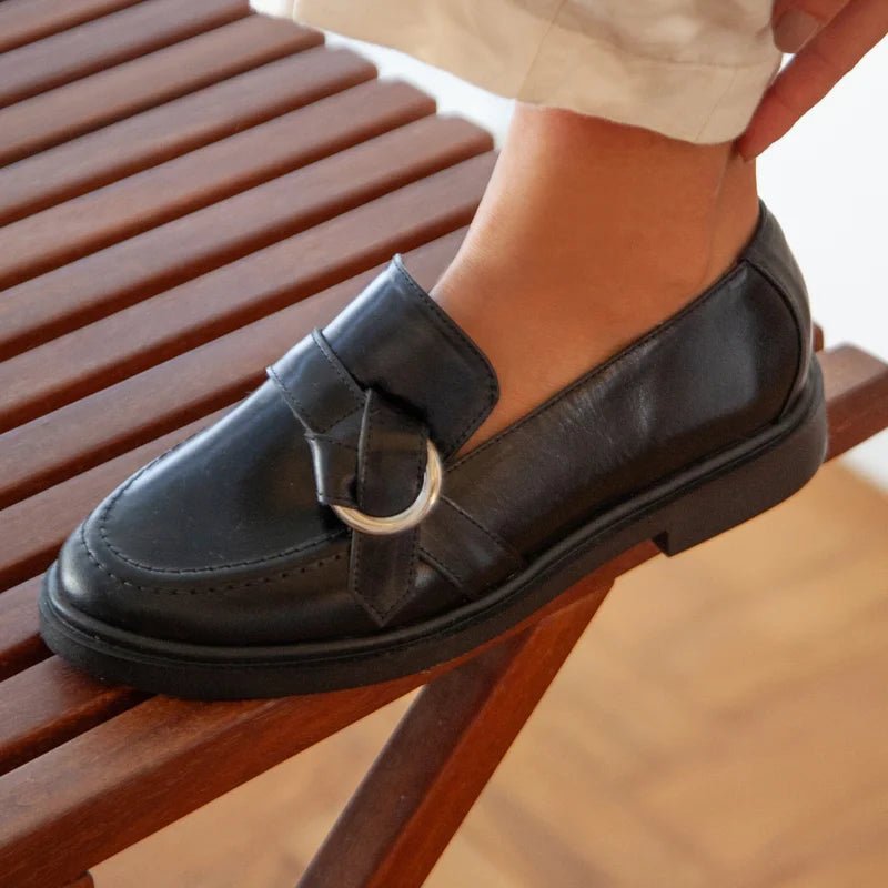 Elorie Leather Loafer - Black
