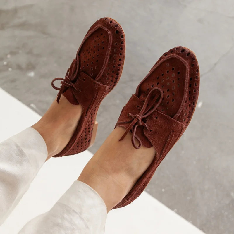 Perforated Leather Loafer - Browm