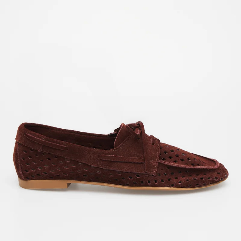 Perforated Leather Loafer - Browm