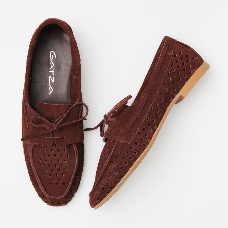 Perforated Leather Loafer - Browm
