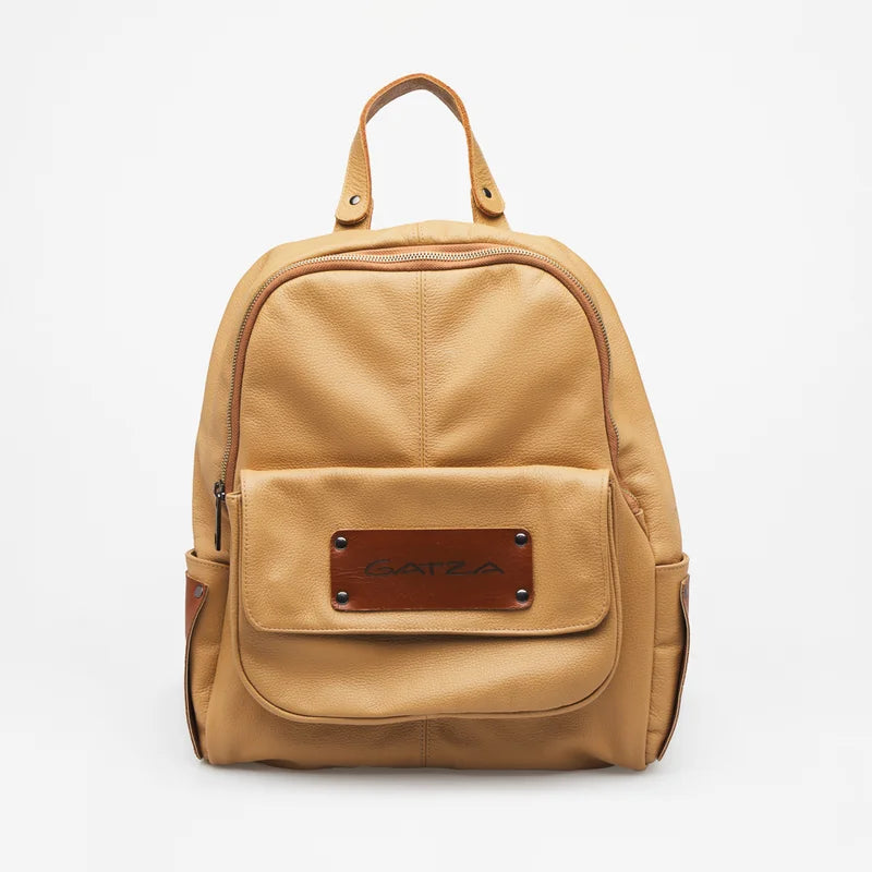 Gatza Leather Backpack - Beige - M
