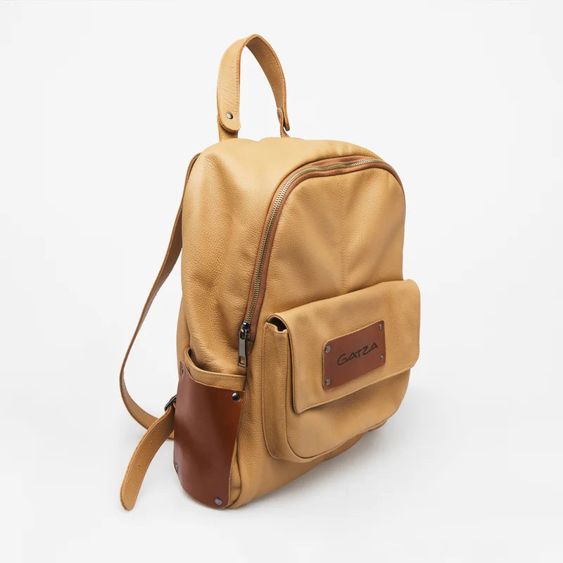 Gatza Leather Backpack - Beige - M