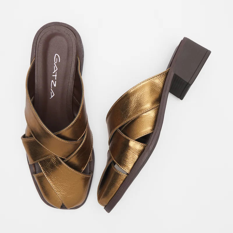 Leather Strap Mule - Old Gold