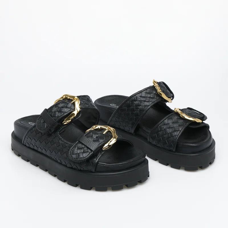 Interlaced Leather Sandal - Black
