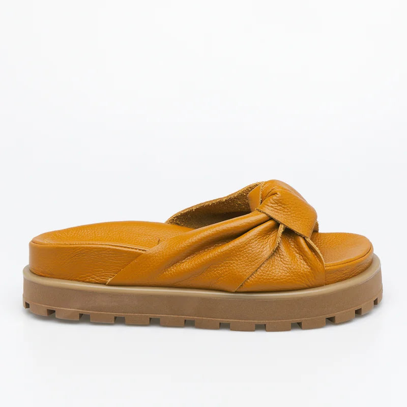 Knot Leather Slide Sandal Honey