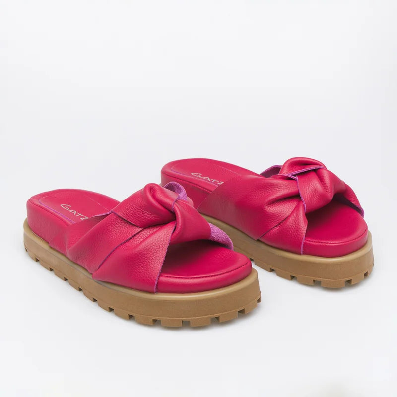 Knot Leather Slide Sandal Pink