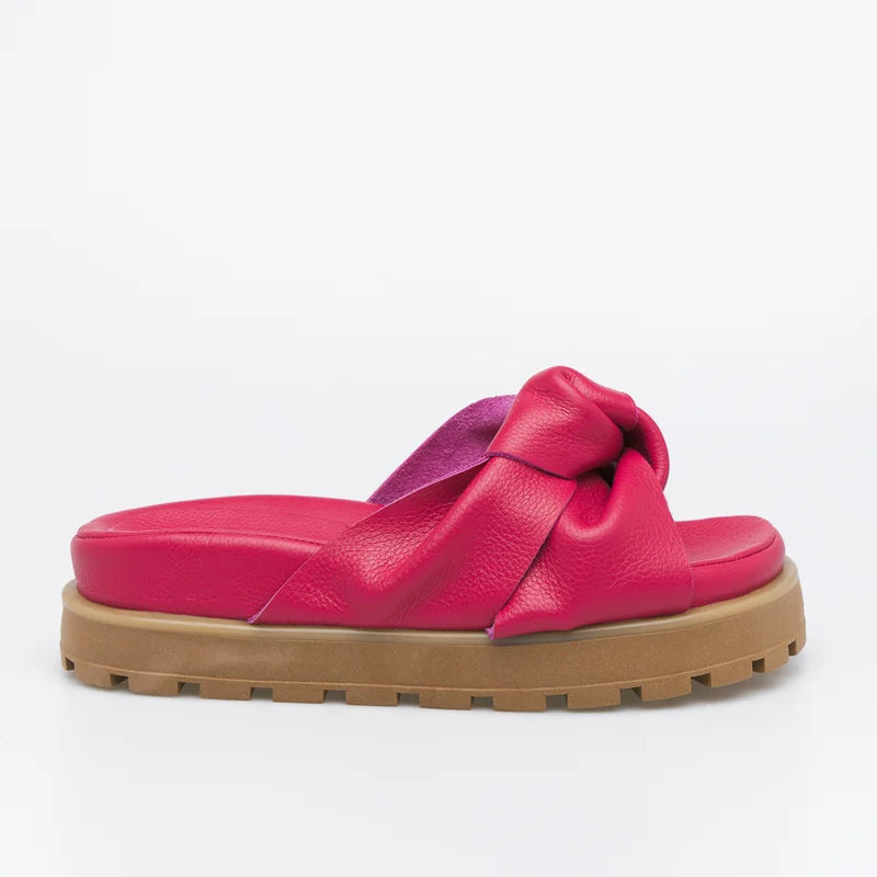 Knot Leather Slide Sandal Pink