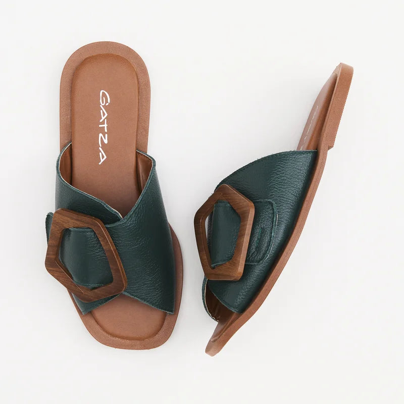 Aida Flat Sandal - Green