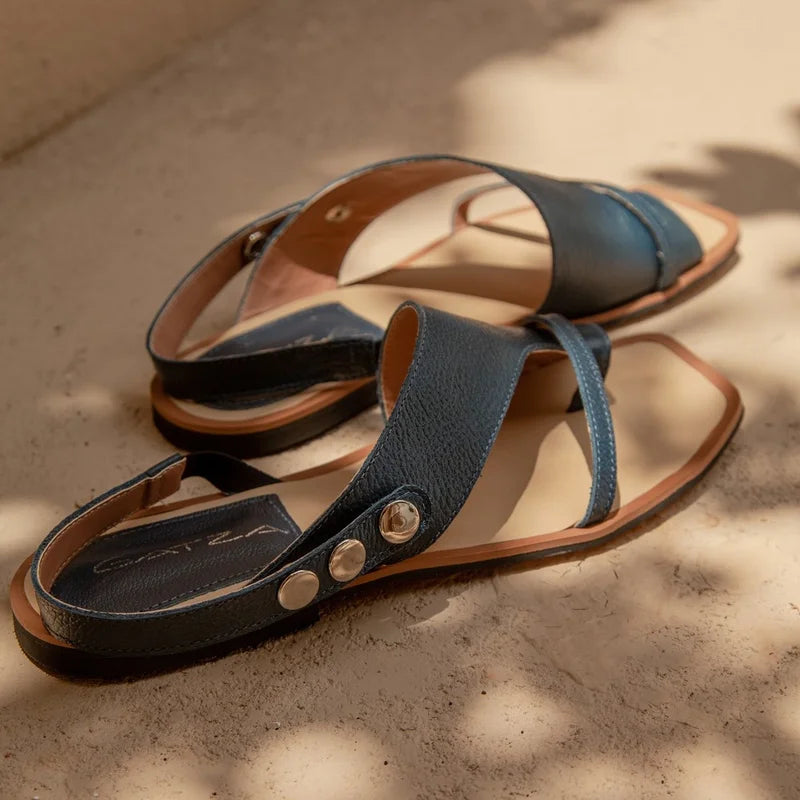 Elen Blue Flat Sandal