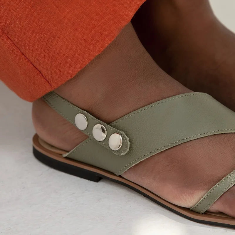 Elen Green Flat Sandal