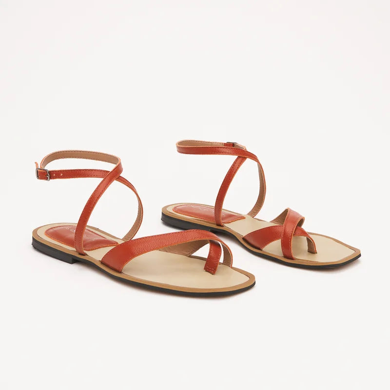 Elisa Flat Sandal - Orange