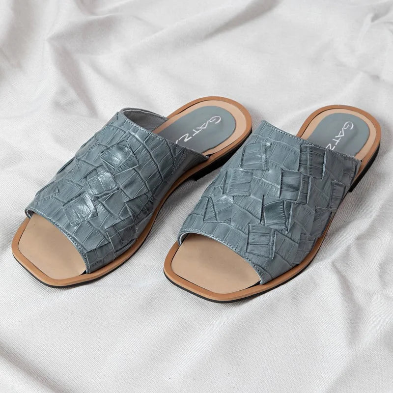Interlaced Flat Sandal - Blue