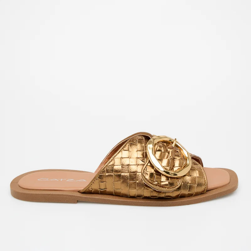 Firenze Old Gold Leather Flats