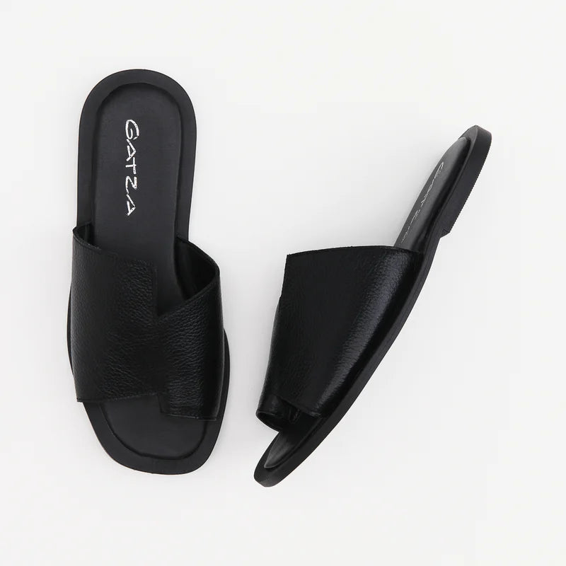 Geometric Flat Sandal - Black