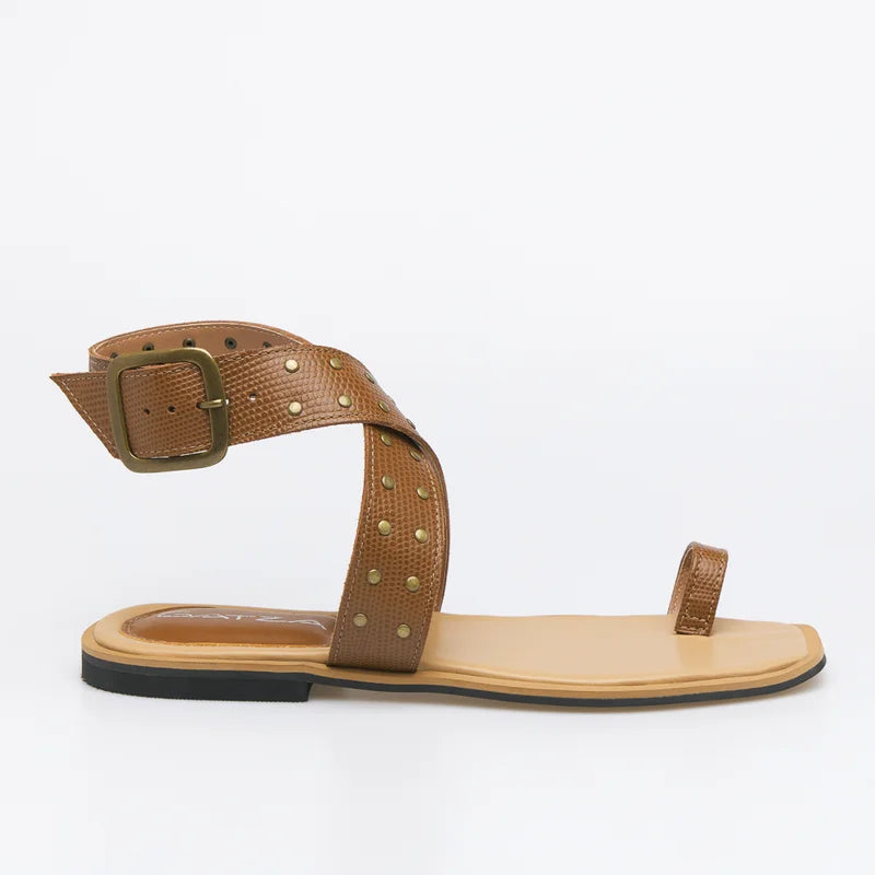 Lívia Flat Sandal - Caramel