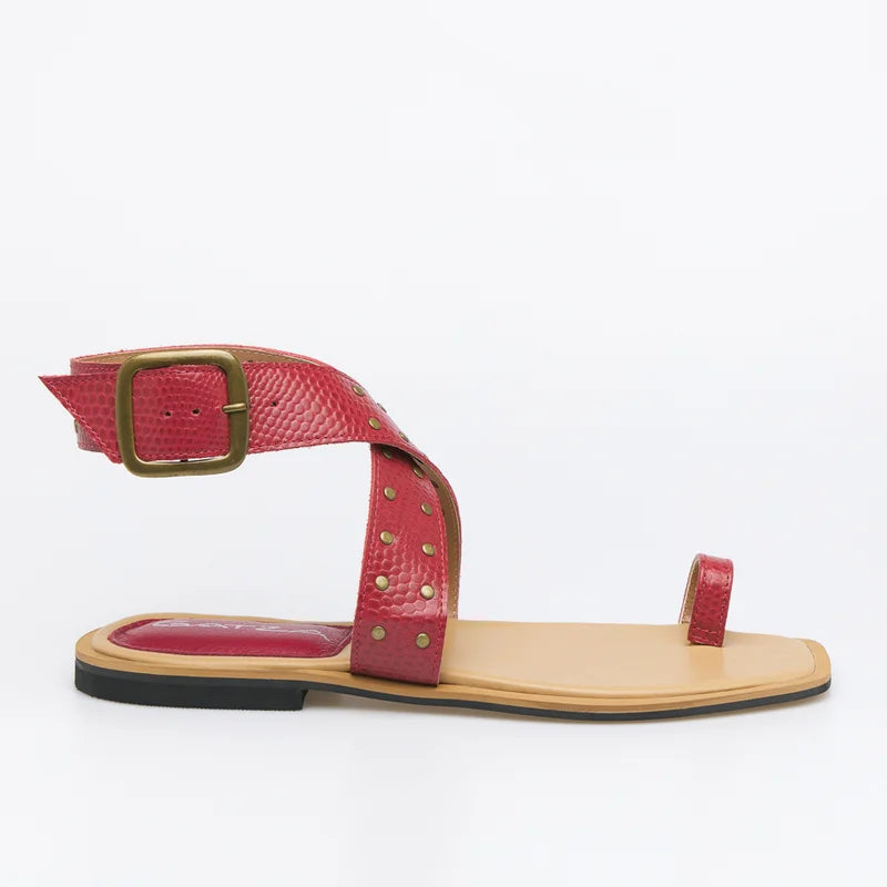 Lívia Flat Sandal - Cherry