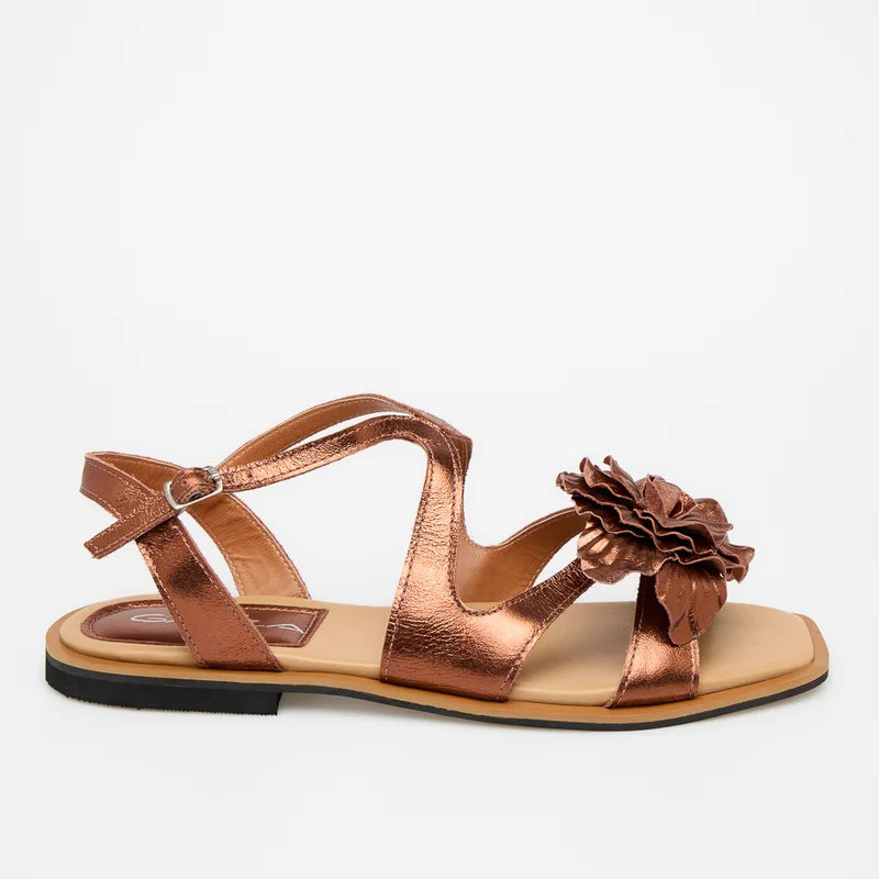 Lumine Leather Flat Sandal - Copper