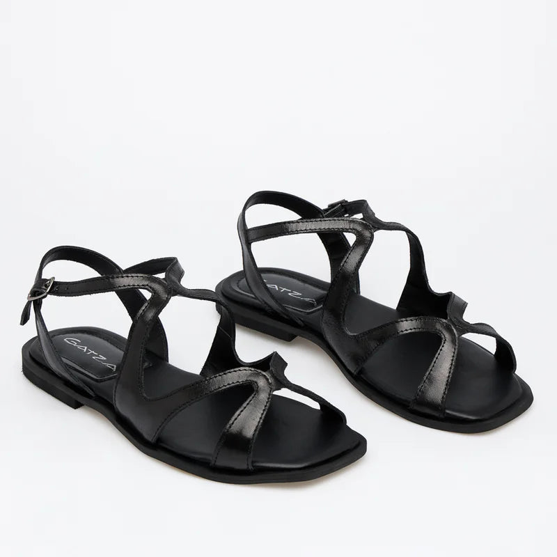 Lumine Leather Flat Sandal - Black