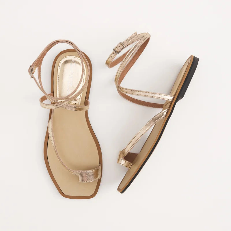 Luna Flat Sandal - Light Gold