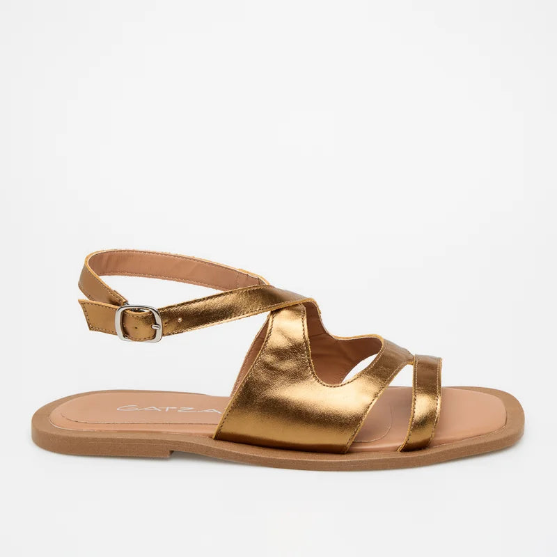 Serena Gold Leather Flats