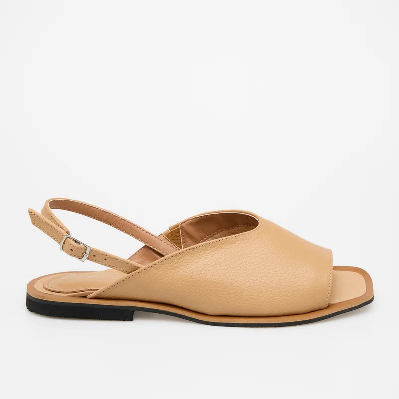 Back Strap Flat Sandal - Beige
