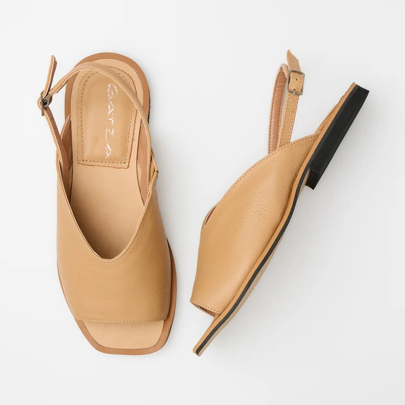 Back Strap Flat Sandal - Beige