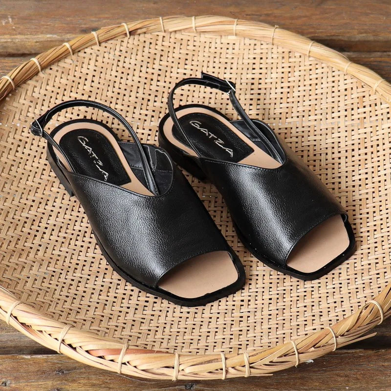 Back Strap Flat Sandal - Black