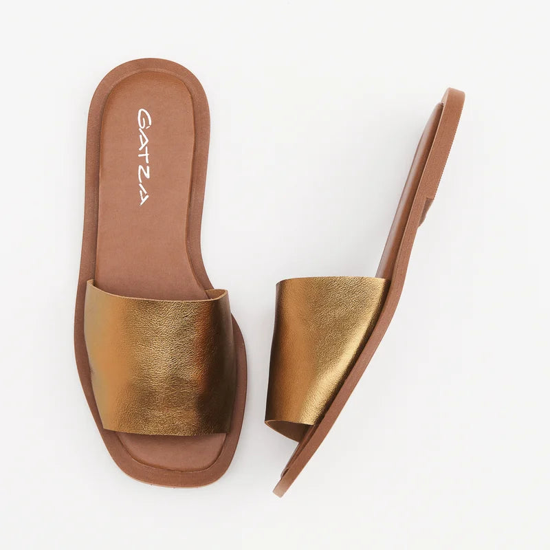Yasmin Gold Flat Sandal