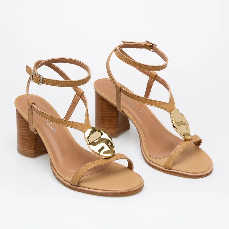 Azzora Leather Sandal - Beige