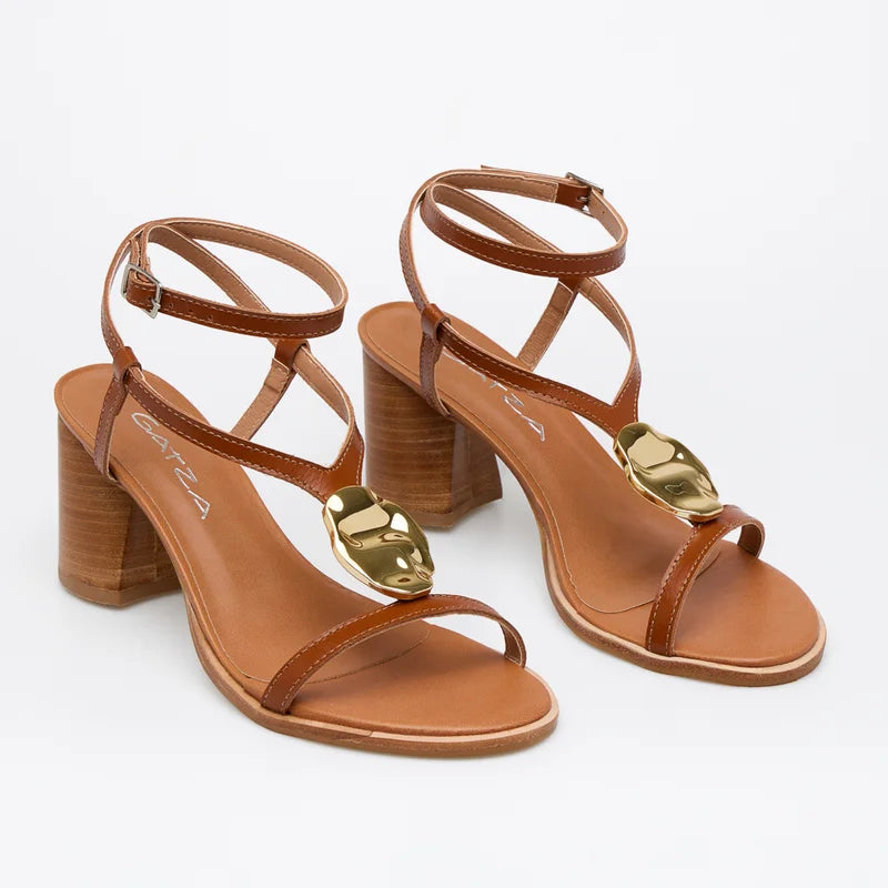 Azzora Leather Sandal - Caramel