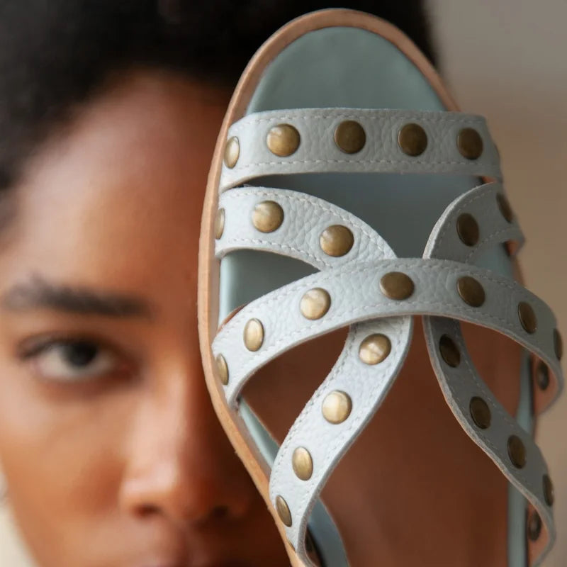 Brigitte Leather Sandal - Blue
