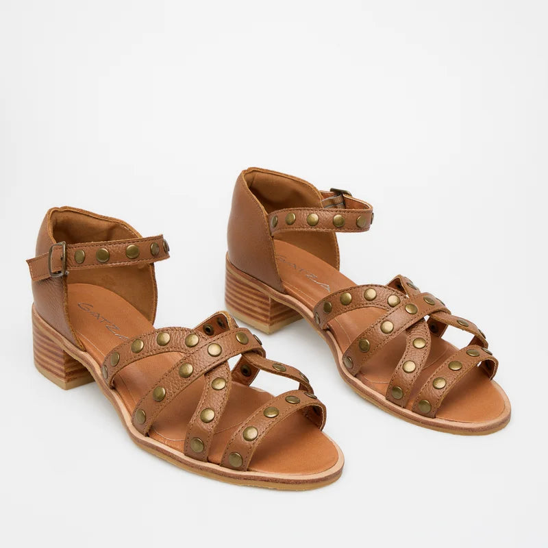 Brigitte Leather Sandal - Caramel