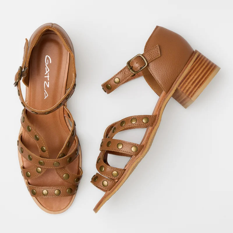 Brigitte Leather Sandal - Caramel