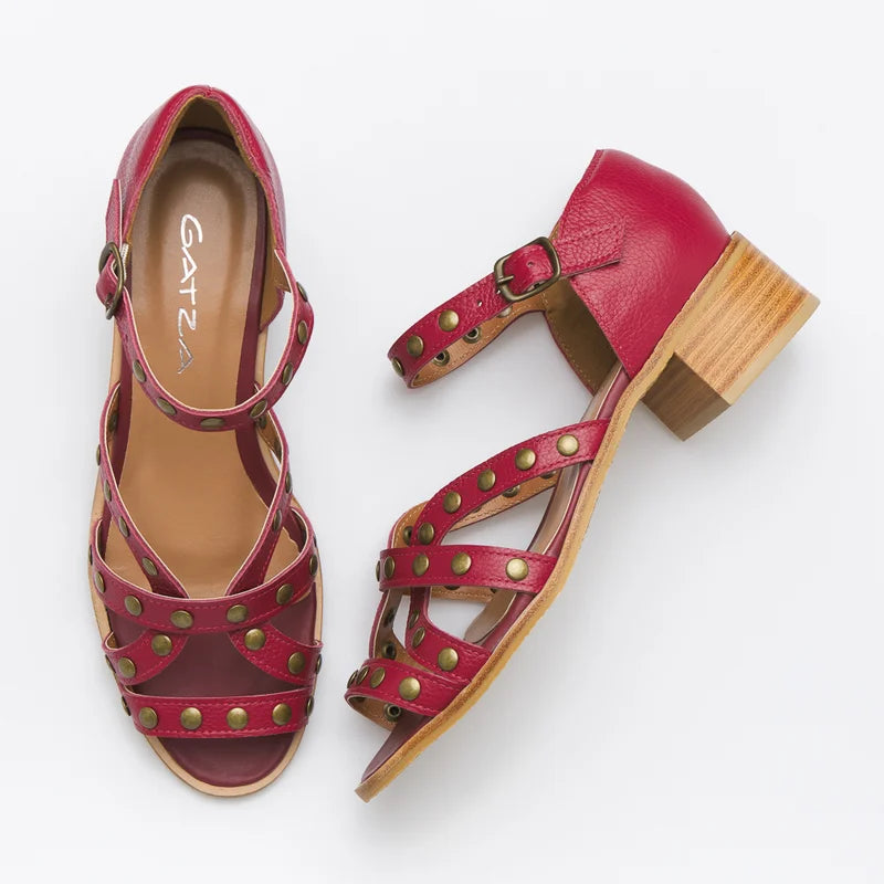 Brigitte Leather Sandal - Red