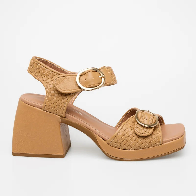 Interlaced Leather Sandal - Beige