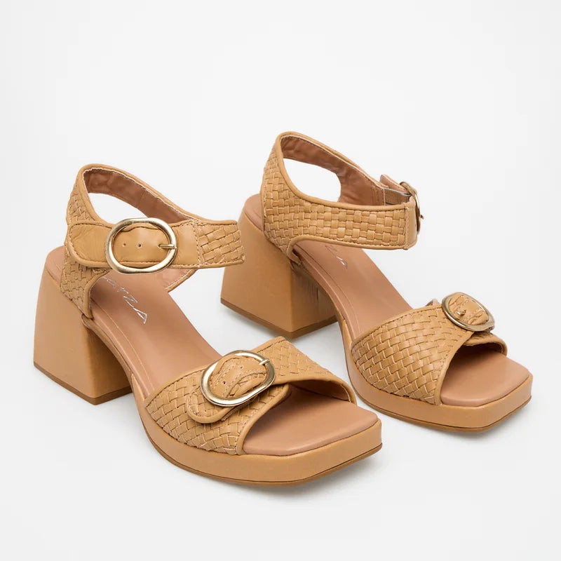 Interlaced Leather Sandal - Beige