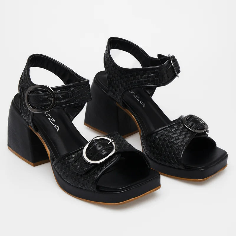 Interlaced Leather Sandal - Black